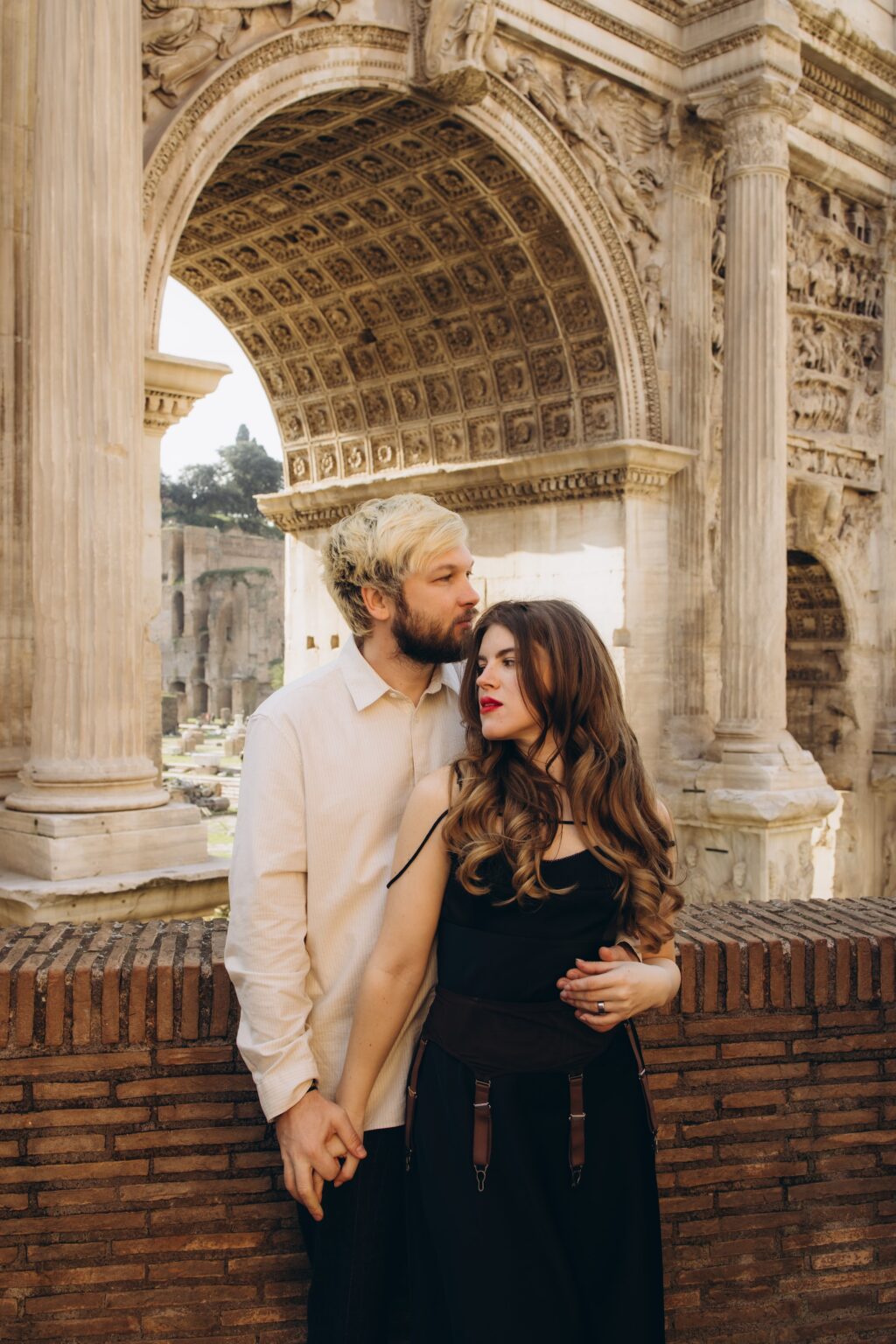Couple photoshoot under the Arch of Septimius Severus, Roman Forum