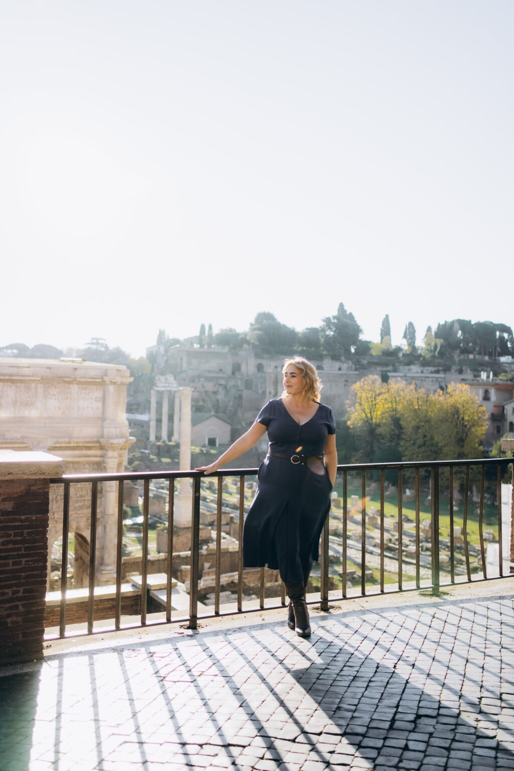 On the terrace above the Roman Forum in November sun