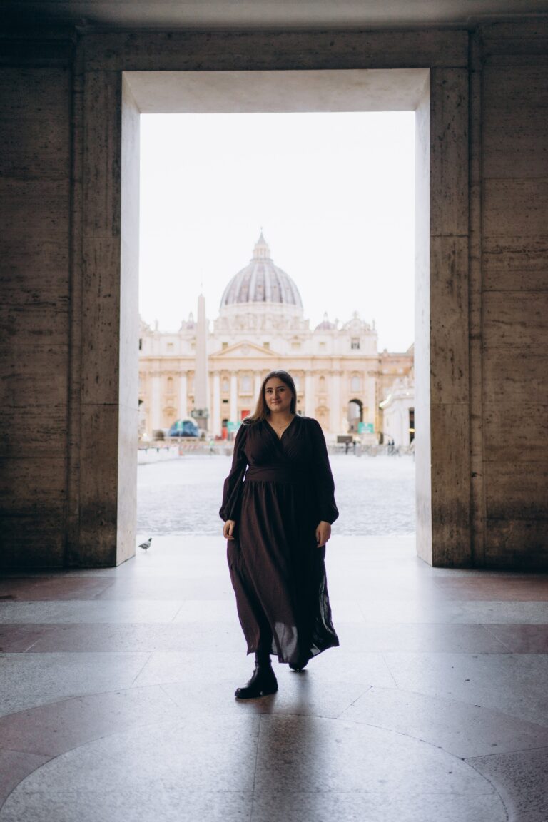 St Peter's Basilica seen through an archway on a November morning
