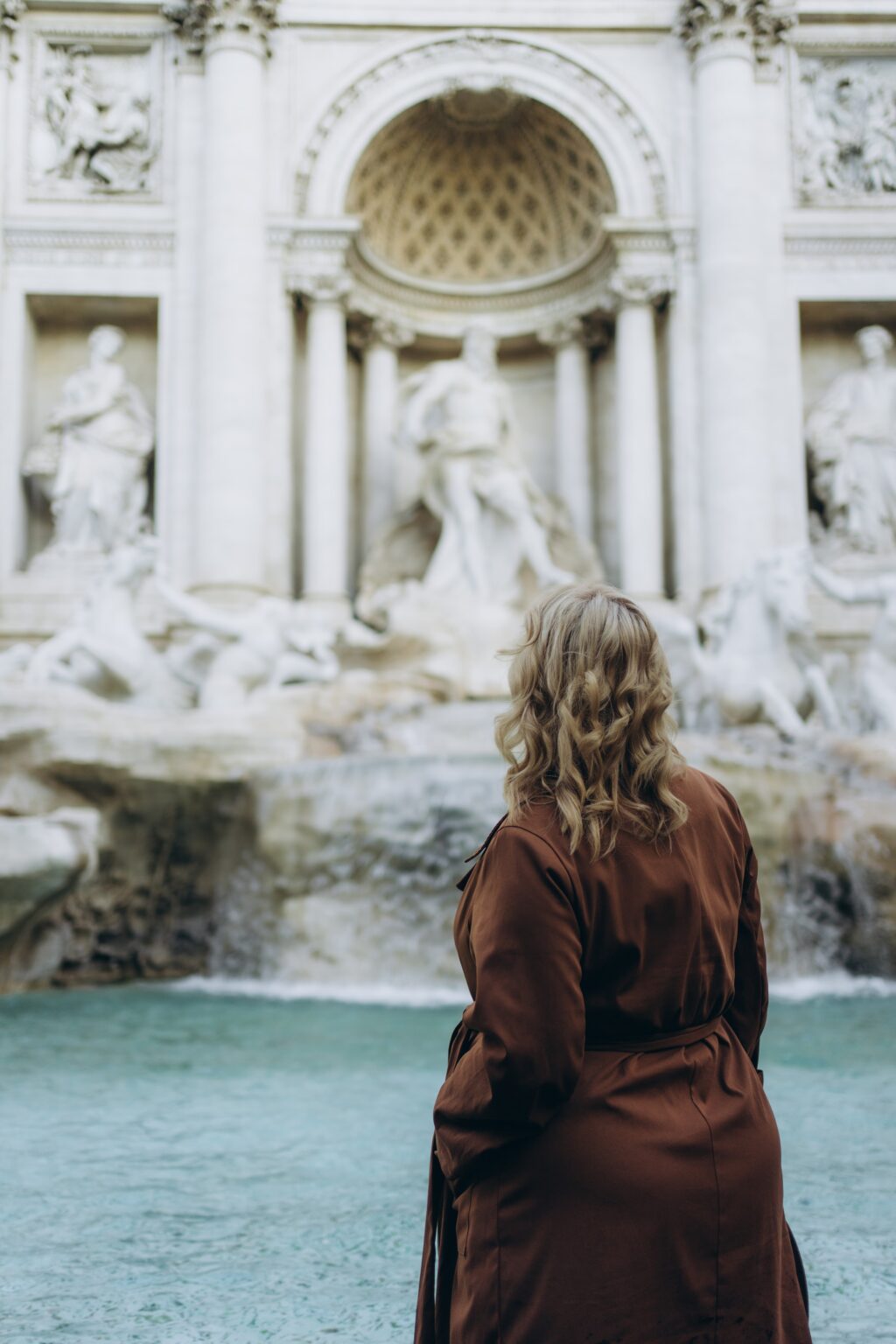Looking at the Trevi Fountain on a November morning